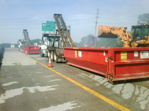 Emergency Response Dumpsters at Accident Scene